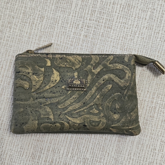 Montado Artistic Green and Gold Cork And Leather Credit Card Holder - Picture 1 of 7